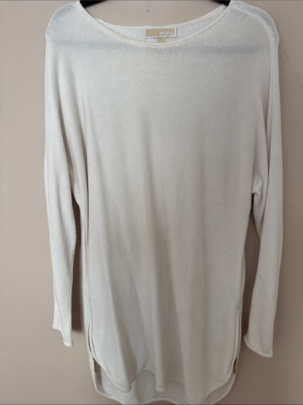 MICHAEL Michael Kors Cream Scoop Neck Lightweight Sweater